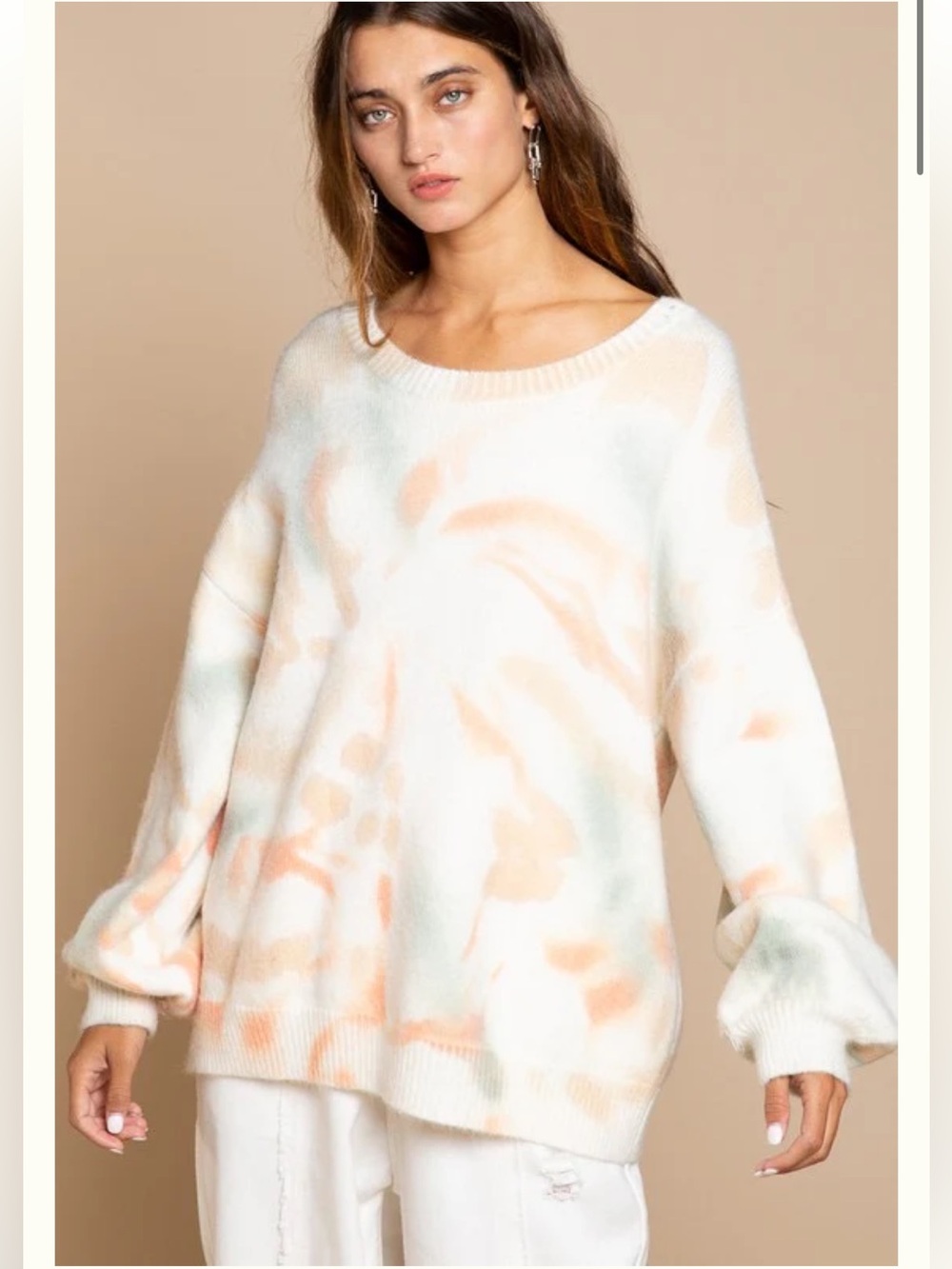 New: POL “Golden Hour” Boho Relaxed  Fit Balloon Sleeve Tie Dye Sweater• Medium - Picture 8 of 8